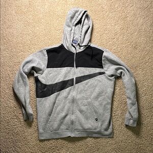 Nike Men's Gray and Black zip up Hoodie